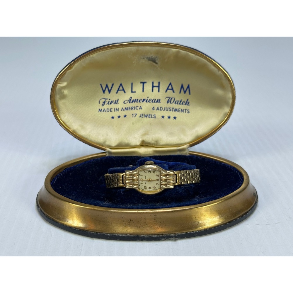 Vintage Waltham 17 Jewel 10K Gold Filled Manual Wind Watch Original Box AS IS